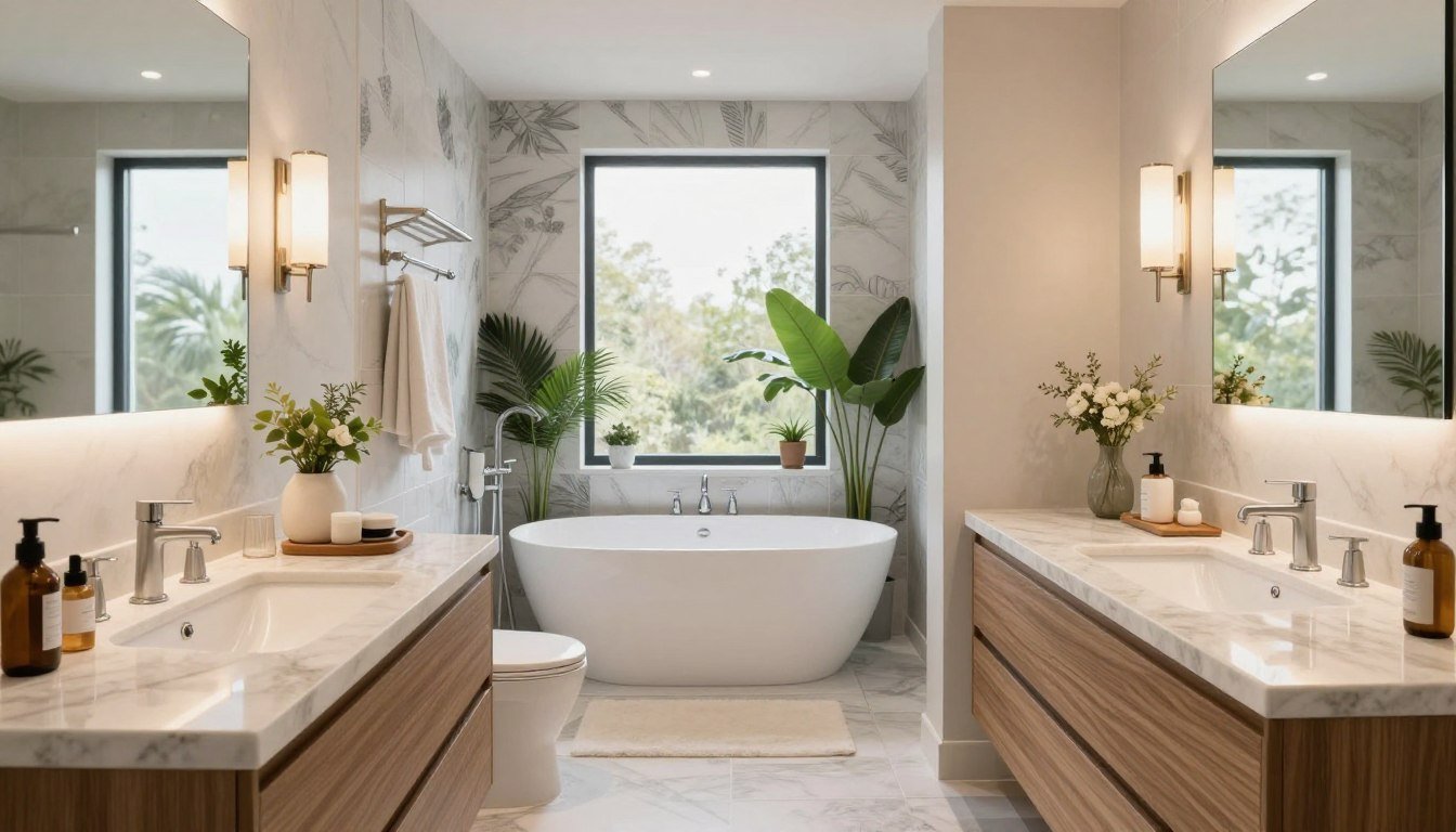 Idée de décoration et aménagement de salle de bain moderne et chic