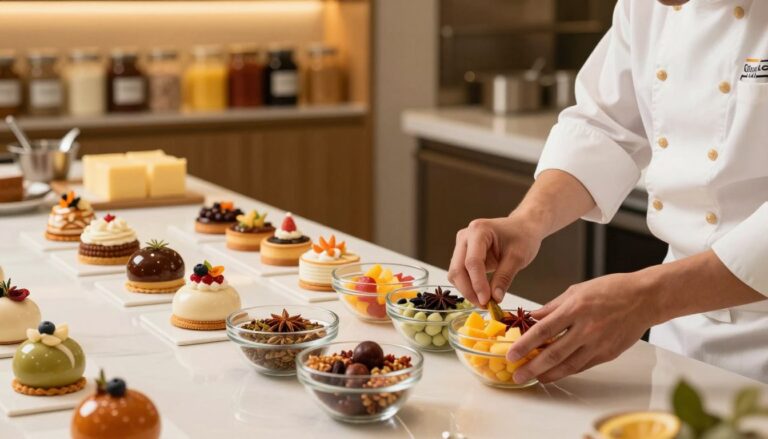 Chef pâtissier préparant des ingrédients pour des recettes de pâtisserie maison faciles et rapides.