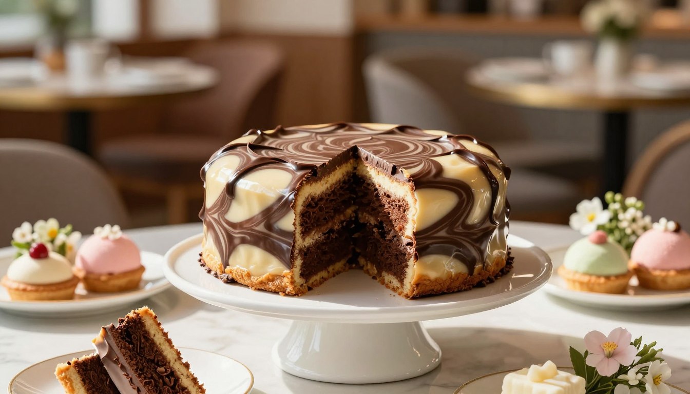 Un cake marbré ultra moelleux au chocolat et à la vanille, parfait pour le goûter.